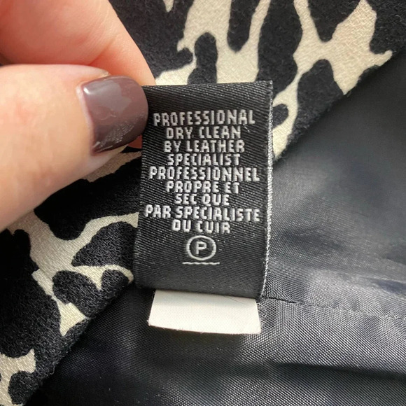 Tibi Animal Print Leather Panel Dress Black Cream Size US 2 - Picture 11 of 12